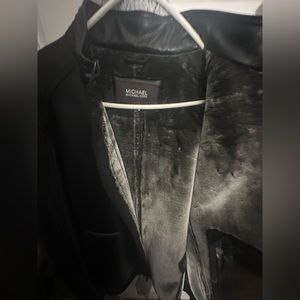 Michael Kors black motorcycle jacket with fur inside